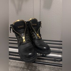 Balmain Leather Biker Boots Size 38